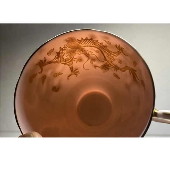 Vintage Bone china English Tea Cup Gold Dragons Pale Pink Tuscan - Picture 6 of 11